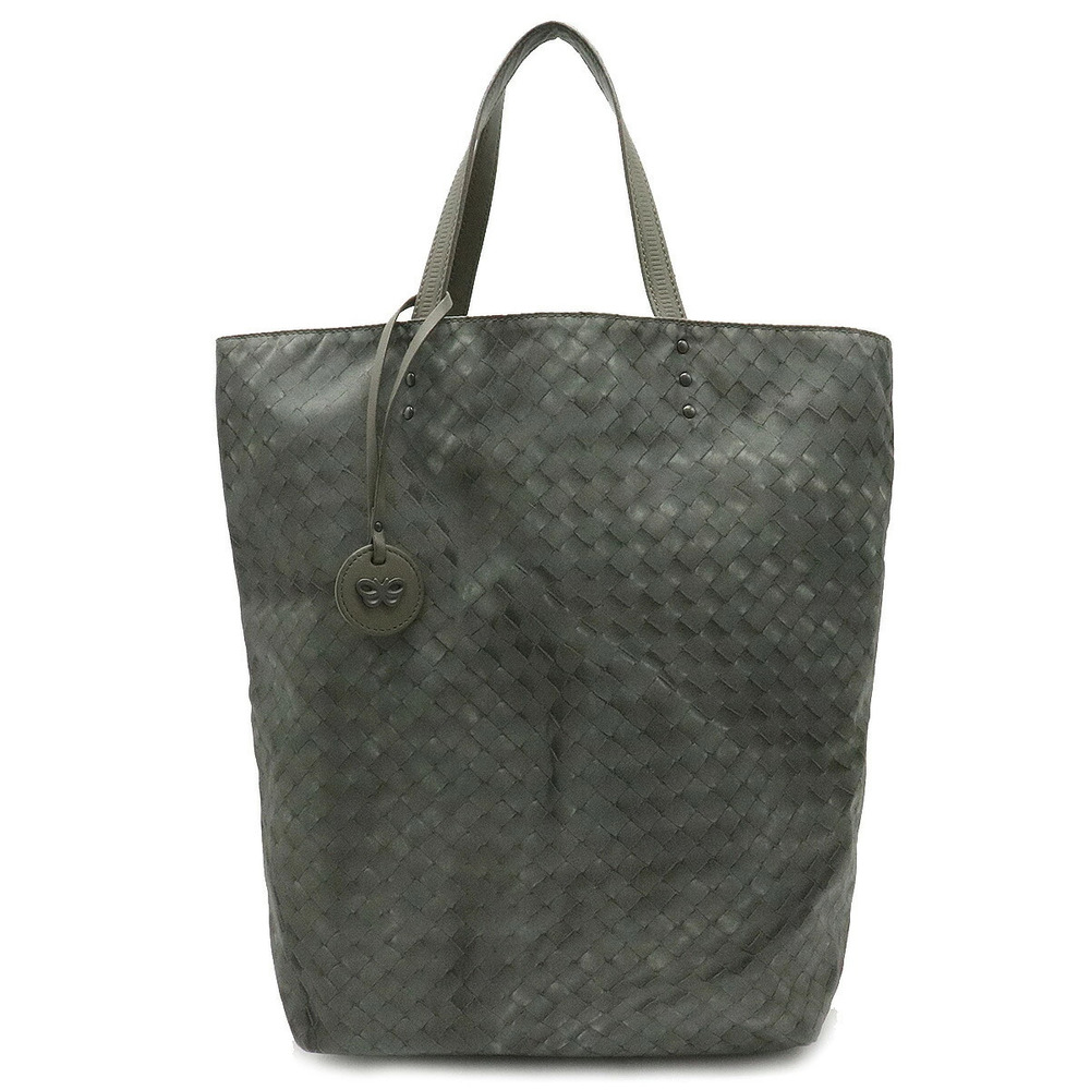 BOTTEGA VENETA Intreccio Illusion Tote Bag Handbag Leather Gray Charm
